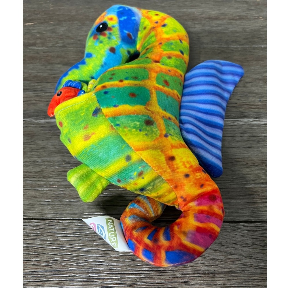 Nature Planet Seahorse Plush Stuffed Animal Toy Colorful Tie Dye Ocean Decor 9"